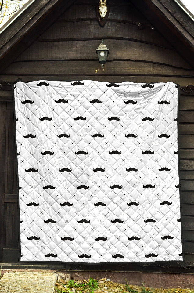 Mustache Beard Pattern Print Design 04 Premium Quilt