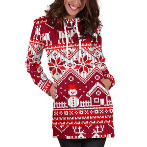 Snowman Sweater Printed Pattern Women Hoodie Dress