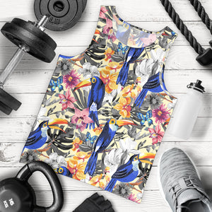 Toucan Leaves Flower Pattern Men Tank Top