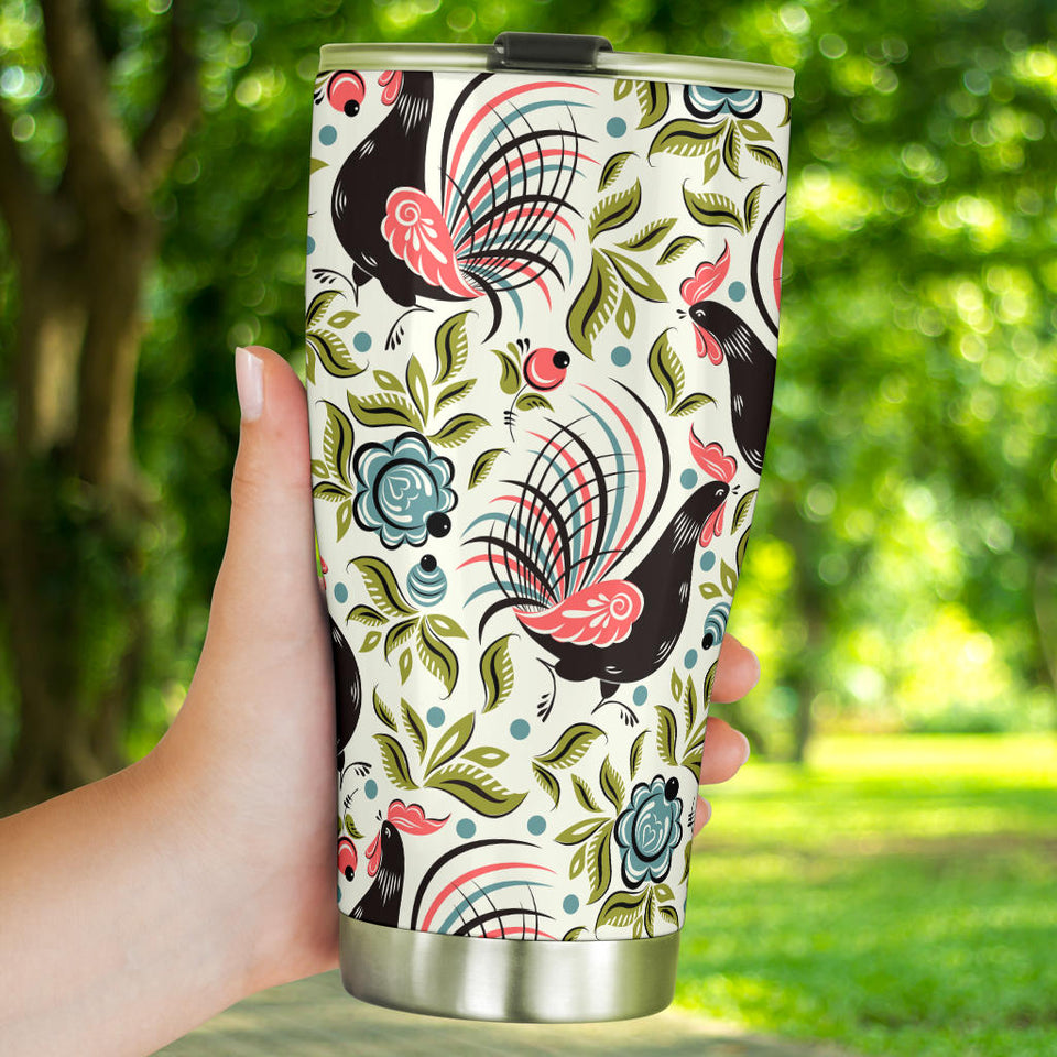 Rooster Chicken Leaves Pattern Tumbler