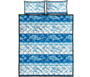 Dolphin Tribal Pattern Ethnic Motifs Quilt Bed Set