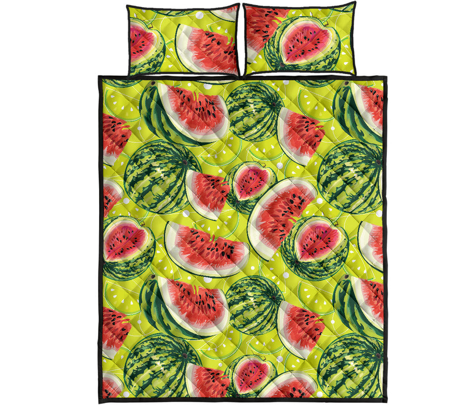 Watermelon Theme Pattern Quilt Bed Set