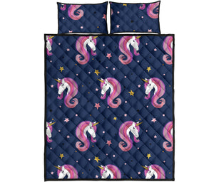 Unicorn Head Pattern Quilt Bed Set