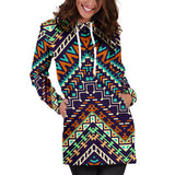 Zigzag African Afro Dashiki Adinkra Kente Women Hoodie Dress