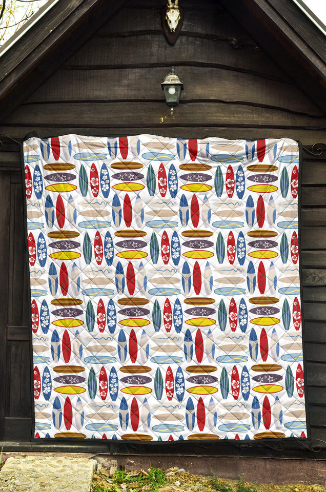 Surfboard Pattern Print Design 02 Premium Quilt