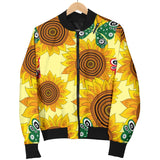 Sunflower Butterfly Pattern Women Bomber Jacket