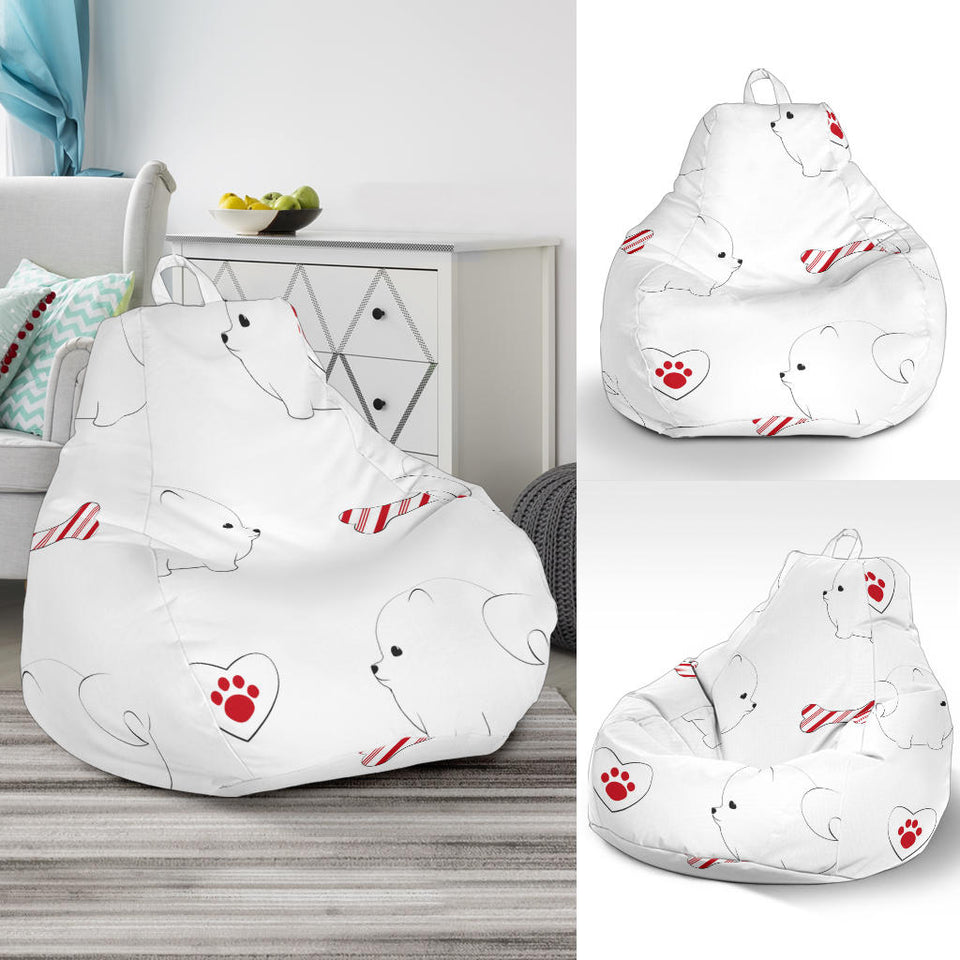 White Pomeranian Pattern Bean Bag Cover