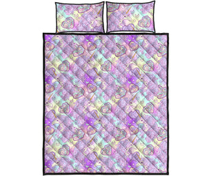 Unicorn Heart Pattern Quilt Bed Set