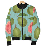 Guava Pattern Green Background Men Bomber Jacket