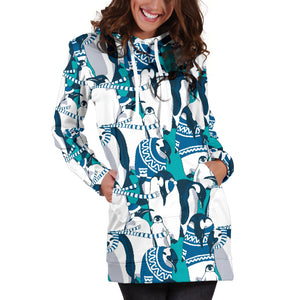 Penguin Pattern Women Hoodie Dress