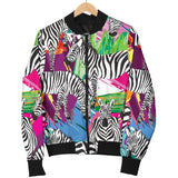 Zebra Colorful Pattern Women Bomber Jacket