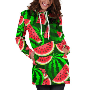 Watermelon Pattern Theme Women Hoodie Dress