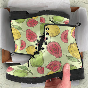 Guava Pattern Background Leather Boots