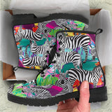 Zebra Colorful Pattern Leather Boots