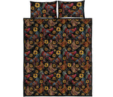 Rooster Chicken Flower Pattern Quilt Bed Set