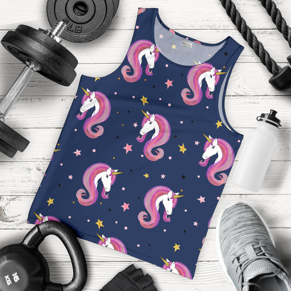 Unicorn Head Pattern Men Tank Top