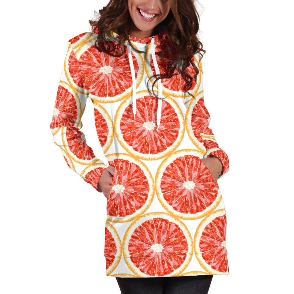 Sliced Grapefruit Pattern Women Hoodie Dress