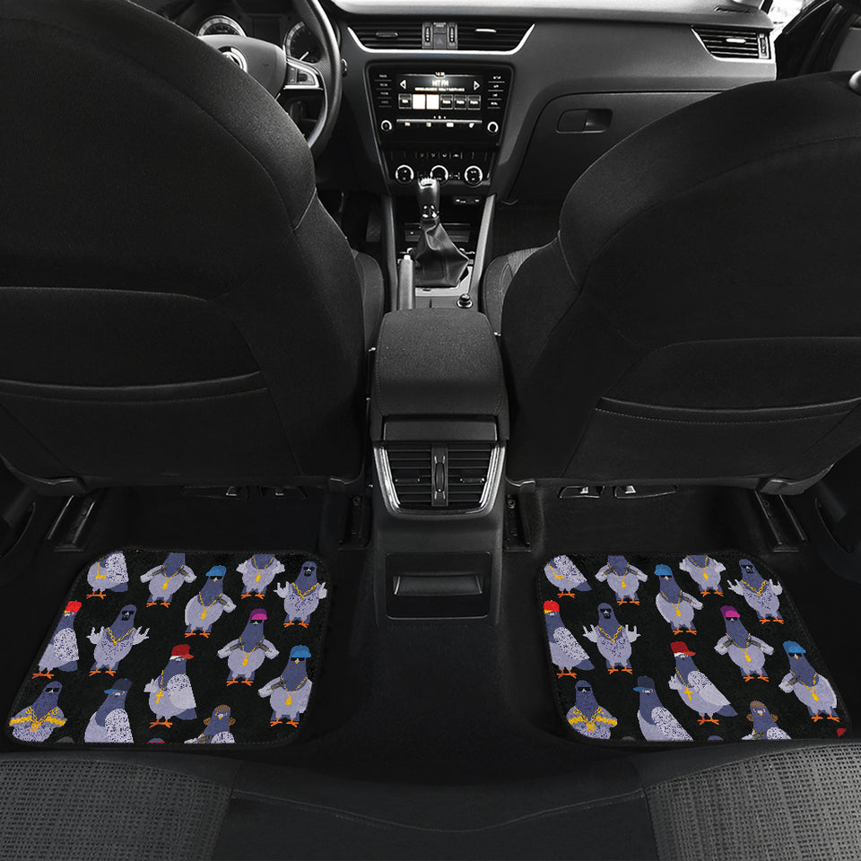 Pigeon Pattern Print Design 04 Front and Back Car Mats