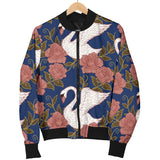 Swan Rose Pattern Women Bomber Jacket