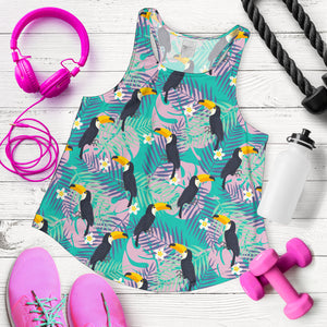 Toucan Pattern Background Women Racerback Tank Top