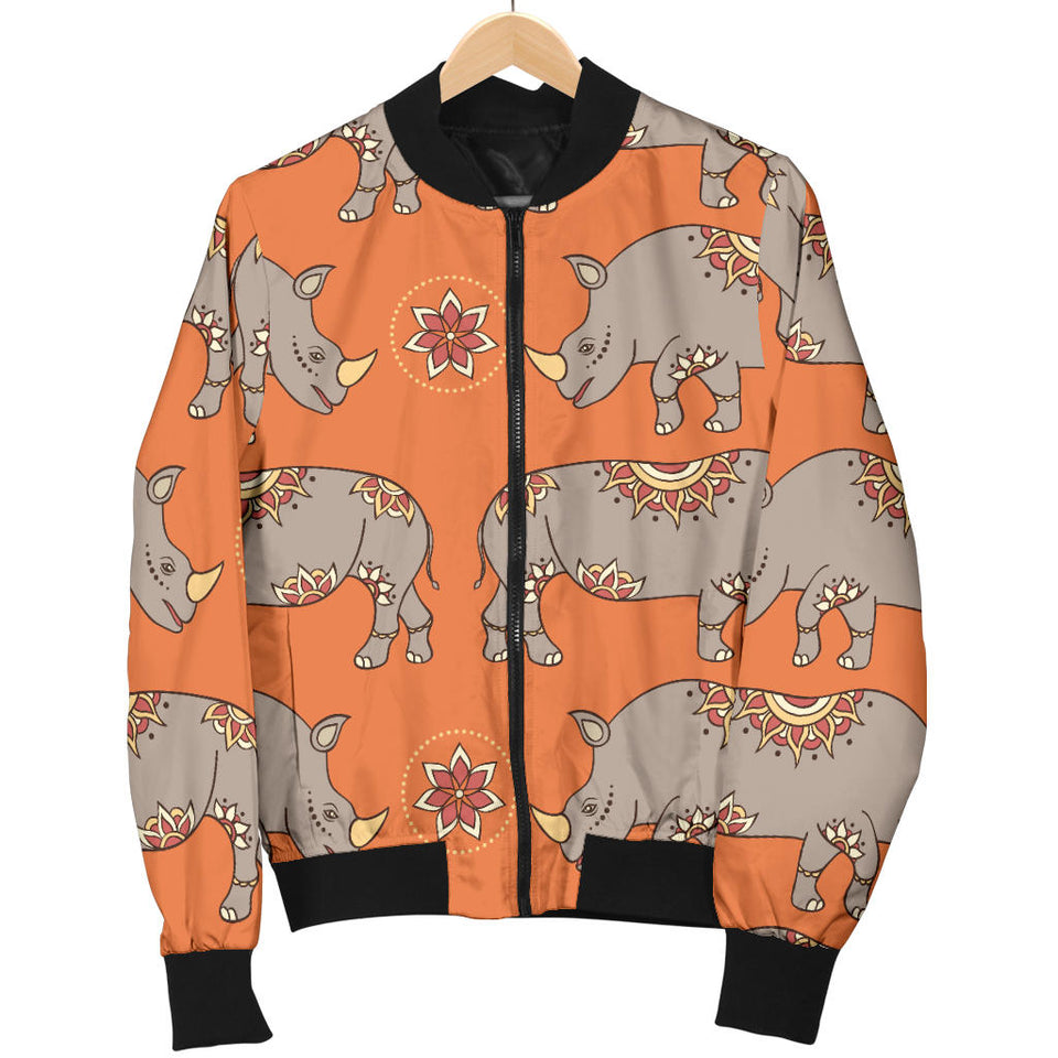 Rhino Pattern Theme Men Bomber Jacket