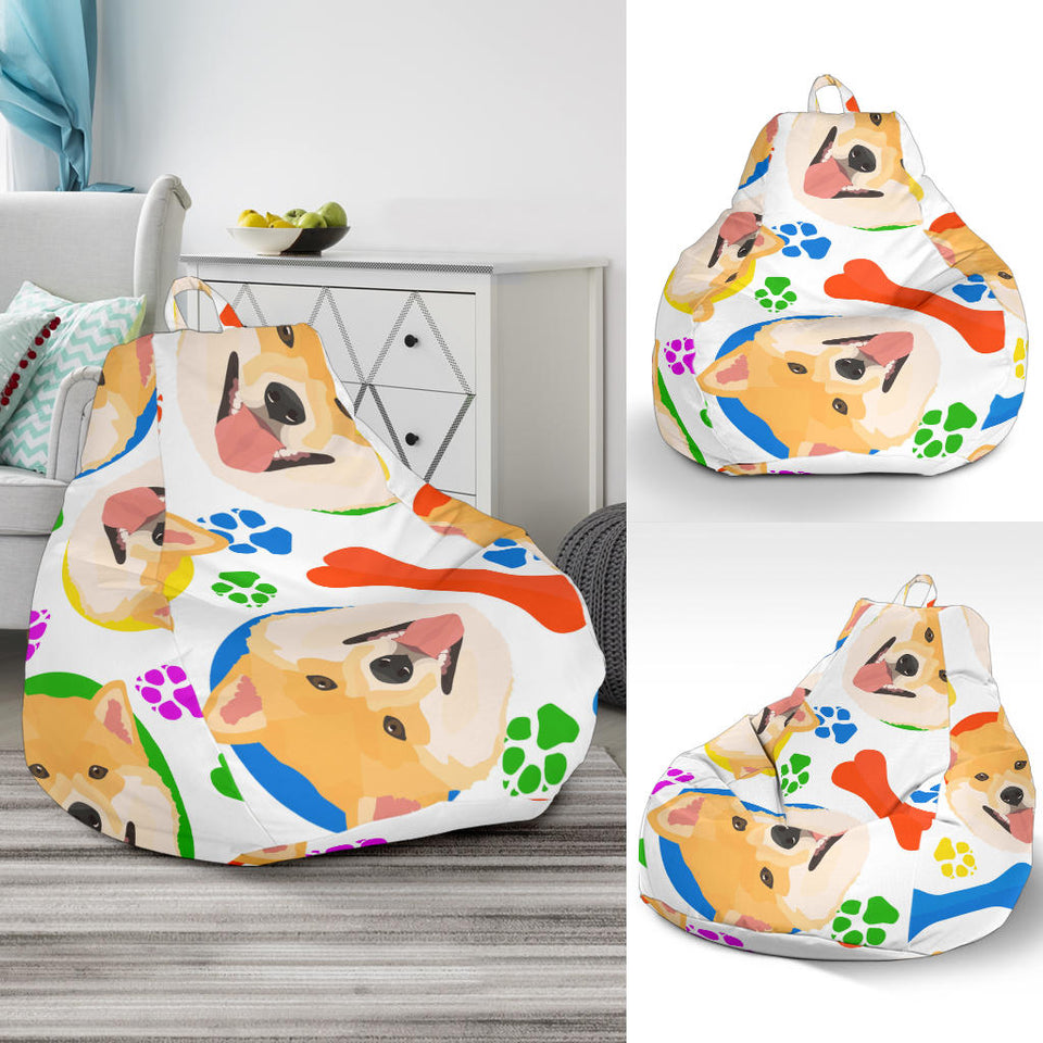 Shiba Inu Paw Bone Pattern Bean Bag Cover