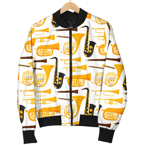 Saxophone Theme Pattern Men Bomber Jacket