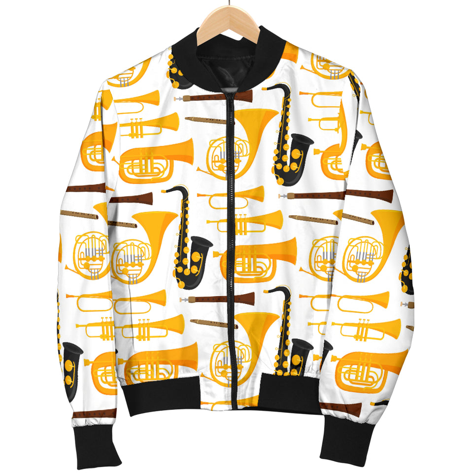 Saxophone Theme Pattern Men Bomber Jacket