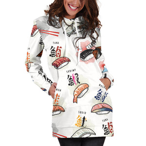 Sushi Japanese Pattern Women Hoodie Dress