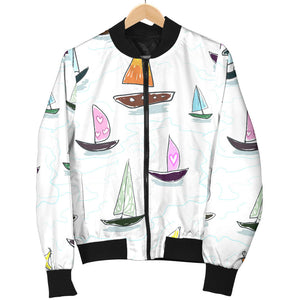 Cute Sailboat Pattern Men Bomber Jacket