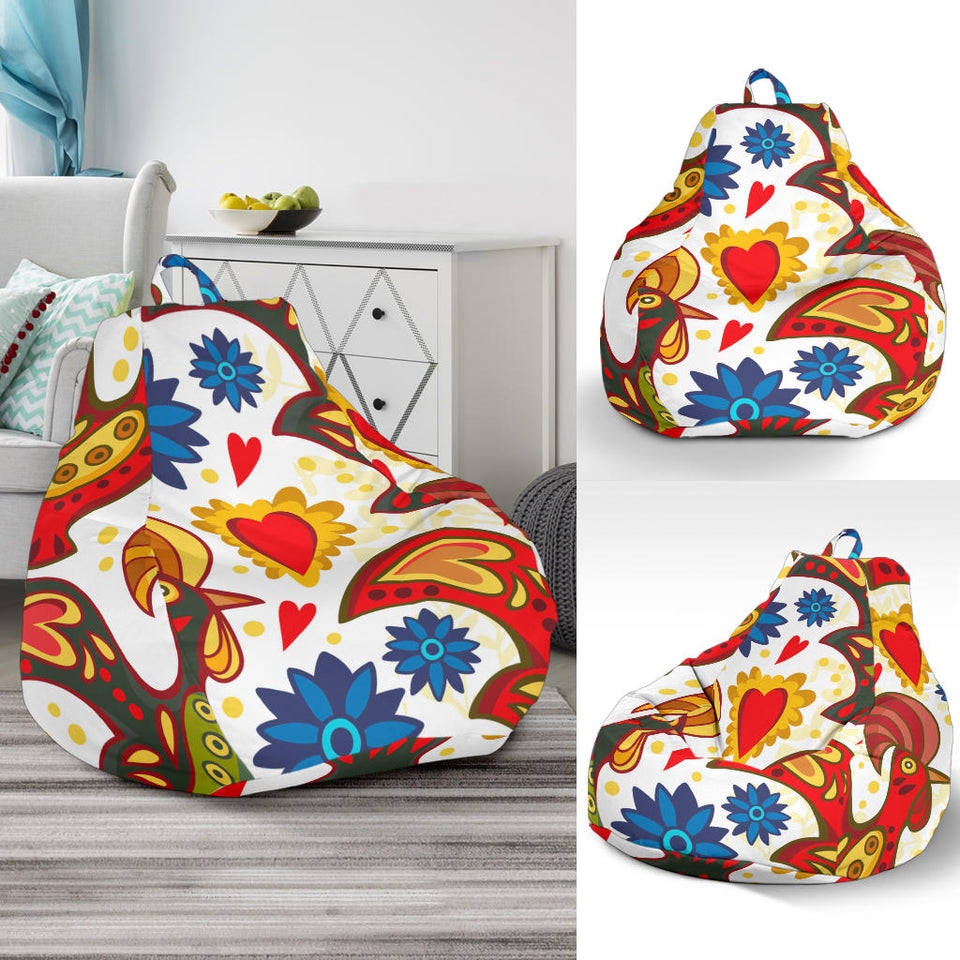 Colorful Rooster Chicken Guitar Pattern Bean Bag Cover