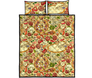 Pizza Pattern Background Quilt Bed Set