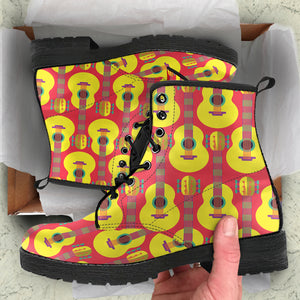 Classic Guitar Theme Pattern Leather Boots