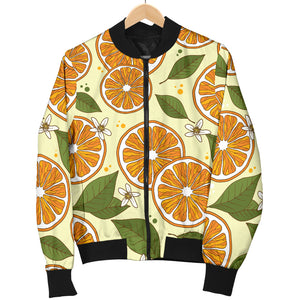 Sliced Orange Leaves  Pattern Men Bomber Jacket