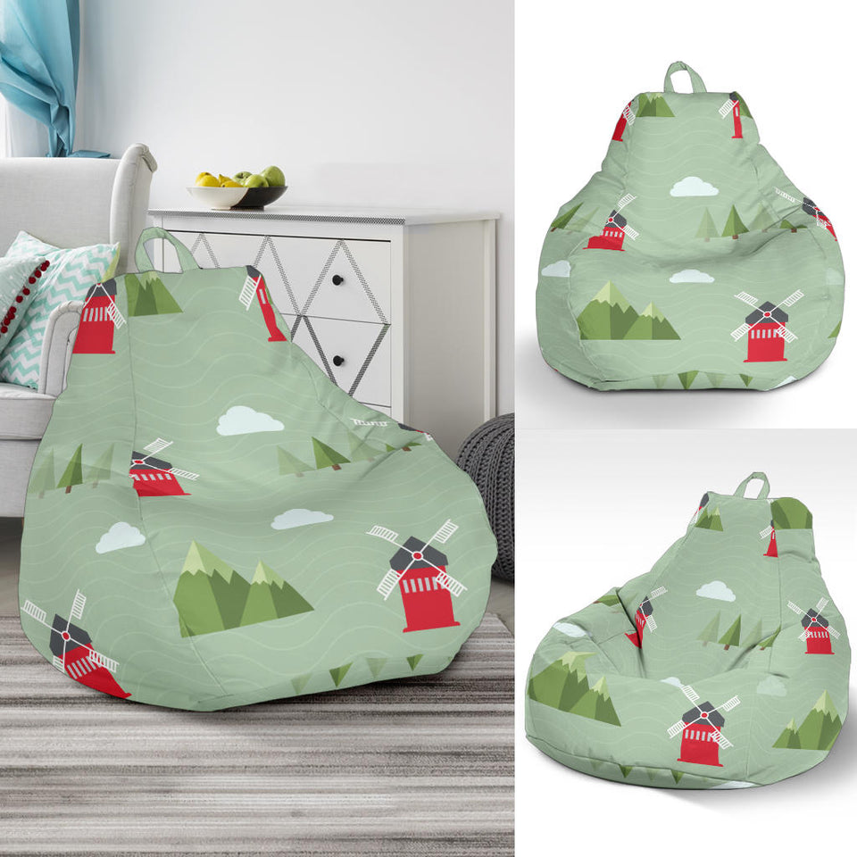 Windmill Green Pattern Bean Bag Cover