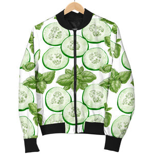 Sliced Cucumber Leaves Pattern Men Bomber Jacket