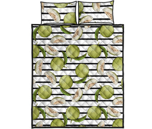 Guava Pattern Stripe background Quilt Bed Set