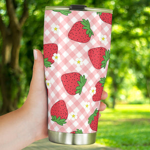 Strawberry Pattern Stripe Background Tumbler