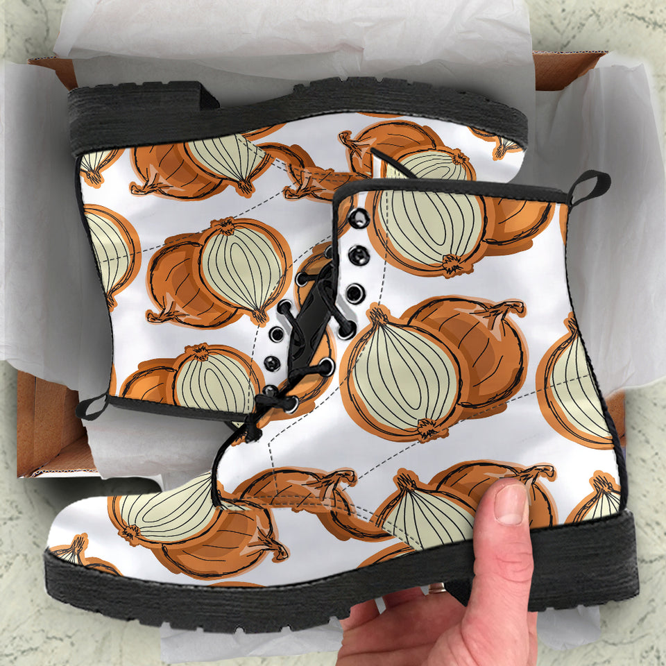 Onion Theme Pattern Leather Boots