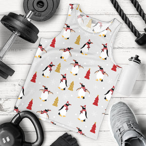 Penguin Christmas Tree Pattern Men Tank Top