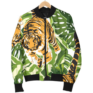Bengal Tiger Pattern leaves Women Bomber Jacket