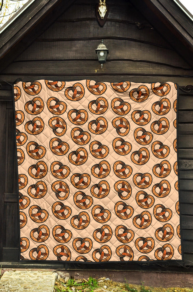 Pretzels Pattern Print Design 02 Premium Quilt