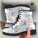 Hand Drawn Windmill Pattern Leather Boots