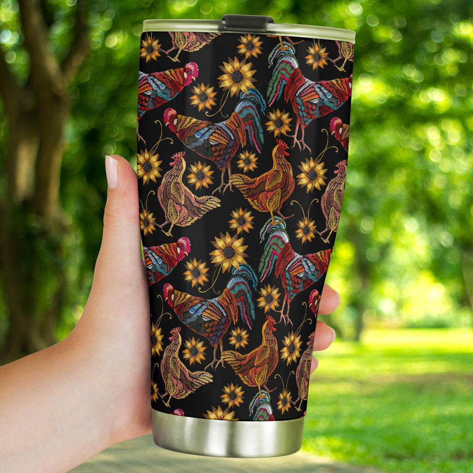 Rooster Chicken Flower Pattern Tumbler