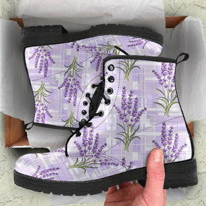 Lavender Pattern Theme Leather Boots