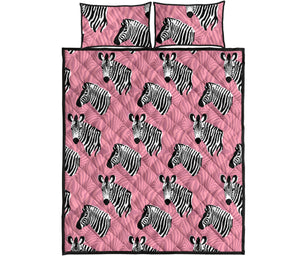 Zebra Head Pattern Quilt Bed Set