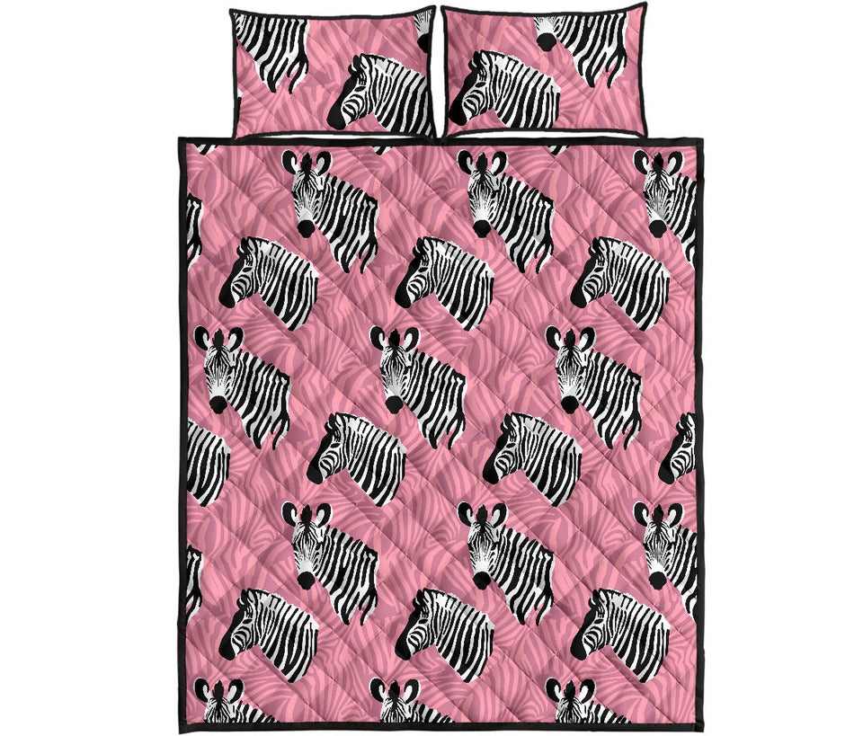 Zebra Head Pattern Quilt Bed Set