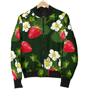 Strawberry Pattern Background Women Bomber Jacket