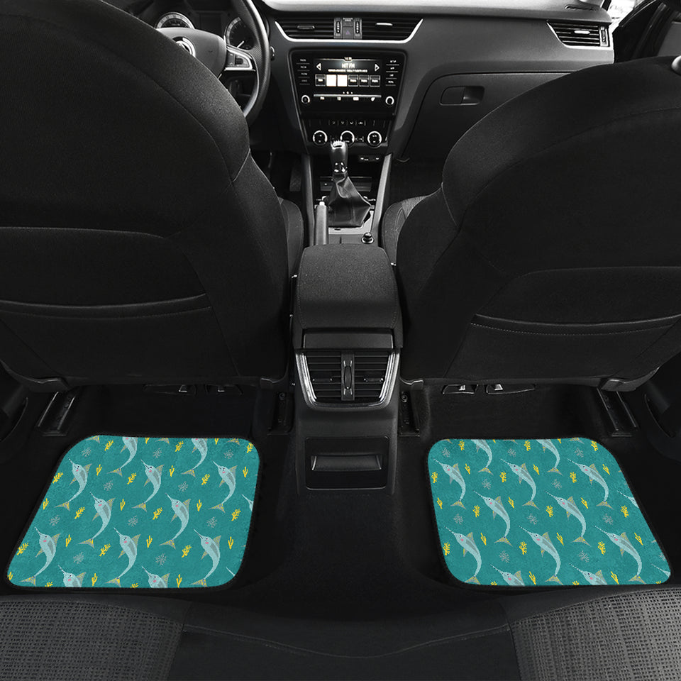 Swordfish Pattern Print Design 04 Front and Back Car Mats