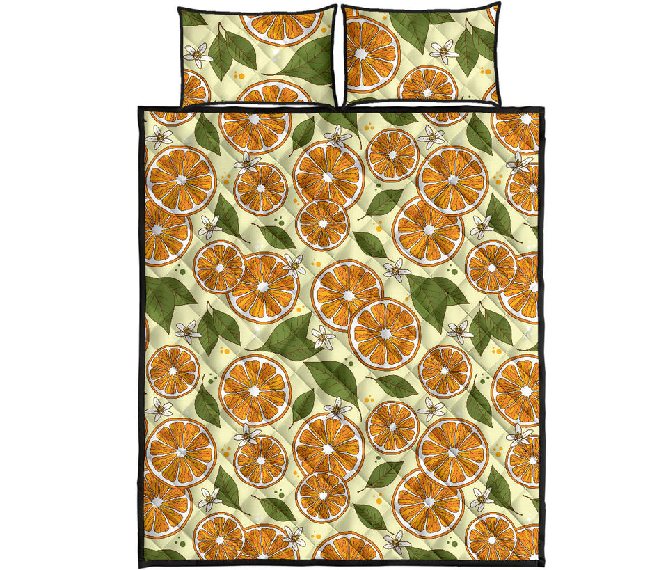 Sliced Orange Leaves  Pattern Quilt Bed Set